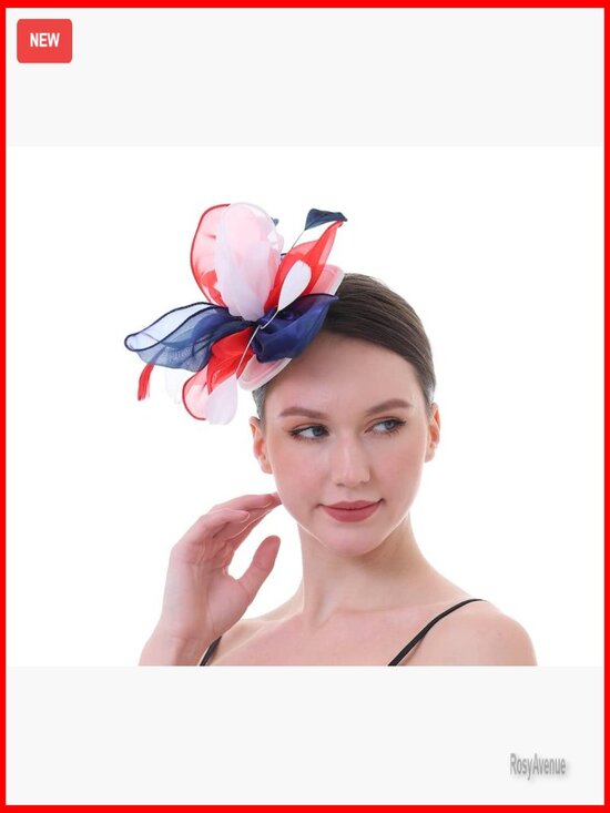 Fascinator Hat with Mesh and Feathers, Floral Headpiece for Weddings and Tea main image 4